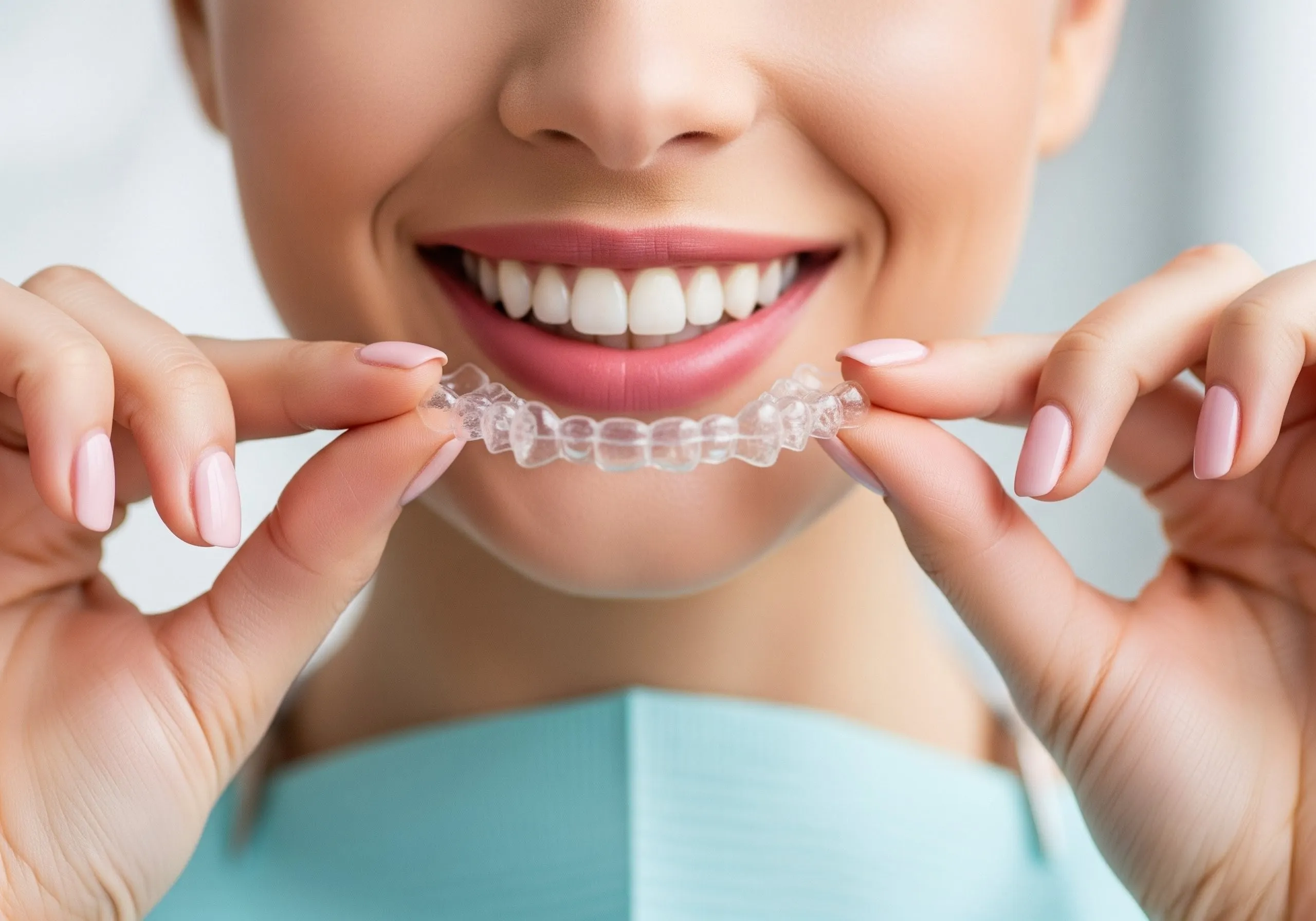 Patient comparing braces and Invisalign aligners